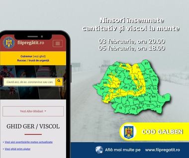 ANM a emis atenţionare cod galben până duminică după-amiază / IGSU recomandă şoferilor să evite să plece la drum pe viscol şi ninsoare puternică