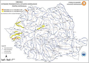 Avertisment al hidrologilor: Risc de viituri pe râuri din 7 judeţe, în următoarele 24 de ore / Codul portocaliu, prelungit