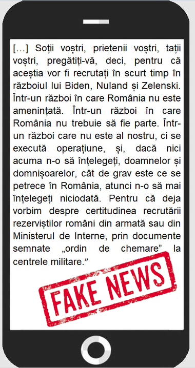 Ministerul Apărării semnalează un nou fake news pe tema mobilizării rezerviştilor
