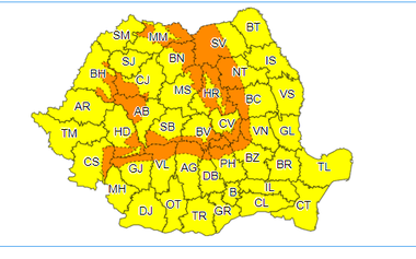 UPDATE - Cod galben de intensificări ale vântului, ninsori şi viscol la munte / Este vizată întreaga ţară / Cod portocaliu în zonele montane