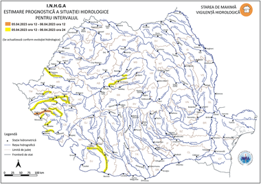 Risc de viituri pe râuri din 7 judeţe, în următoarele 24 de ore/ Codurile galben şi portocaliu, prelungite de hidrologi
