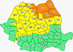 Cod galben de ninsori, intensificări ale vântului şi polei, până vineri, în nordul şi centrul Moldovei, Maramureş, Transilvania, nordul Crişanei şi la munte/ Cod portocaliu de ninsori viscolite, în şapte judeţe