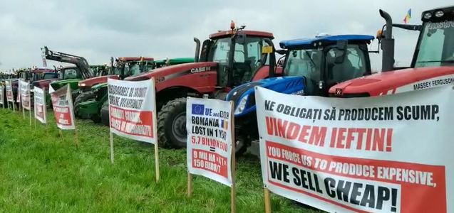 Protest al agricultorilor, cu tractoare şi utilaje agricole/ Sunt blocaje pe autostrada A1, în Timiş, pe DN 29C, în Suceava, şi în punctele de frontieră Nădlac II şi Cenad/ Incidente la protestul de la Târgu Mureş - FOTO