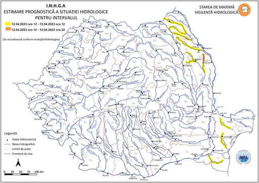 Hidrologii anunţă posibile creşteri de debite şi niveluri pe râuri din 6 judeţe, în următoarele 24 de ore