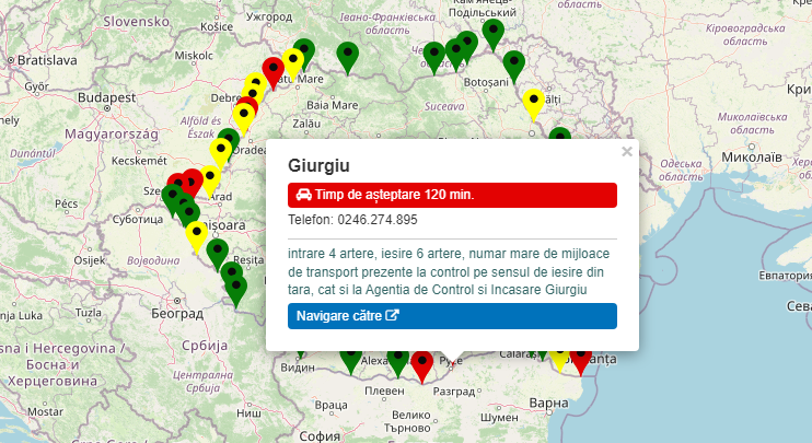 UPDATE - Aglomeraţie în PTF Giurgiu, timpul de aşteptare depăşind 2 ore/ Au fost suplimentate arterele de control şi numărul poliţiştilor de frontieră care îşi desfăşoară activitatea la verificarea documentelor /  Traficul este de 25 ori mai mare faţă de o zi normală