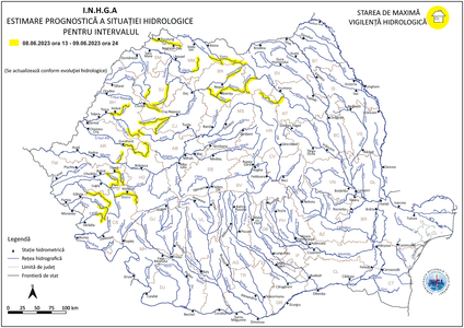 Cod galben de viituri, în paisprezece bazine hidrografice din vestul şi nordul ţării

