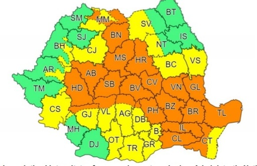 Nouă avertizare emisă de meteorologi – Cod galben şi portocaliu pentru cea mai mare parte a ţării, până luni / Cantităţile de precipitaţii vor fi însemnate

