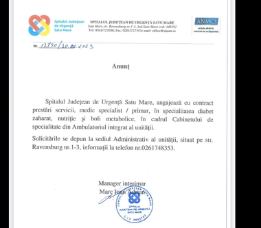 Spital de urgenţă care deserveşte mii de oameni, în dificultate: unitatea are nevoie de 2 medici diabetologi, dar şi de 14 medici de urgenţă. Imagistica, pediatria, neonatologia, deficitare. Manager: Pe turele de urgenţe majore avem câte un medic
