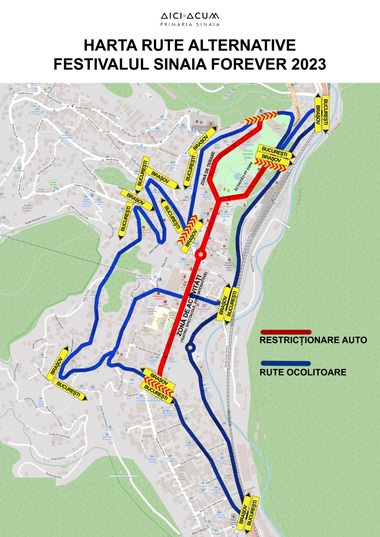 Restricţii de circulaţie, începând de miercuri şi până duminică, în centrul staţiunii Sinaia, unde se desfăşoară festivalul Sinaia Forever
