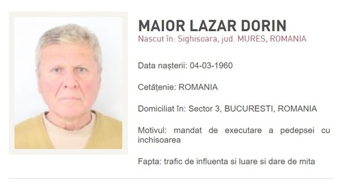 Aducerea în ţară a fostului preşedinte al revoluţionarilor Dorin Lazăr Maior, condamnat la peste 5 ani de închisoare pentru cumpărare de influenţă, amânată - surse