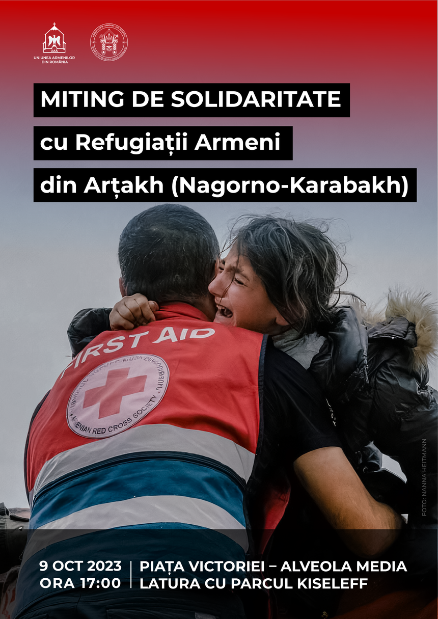 Miting de Solidaritate cu Refugiaţii Armeni din Arţakh (Nagorno-Karabakh), luni, în Piaţa Victoriei