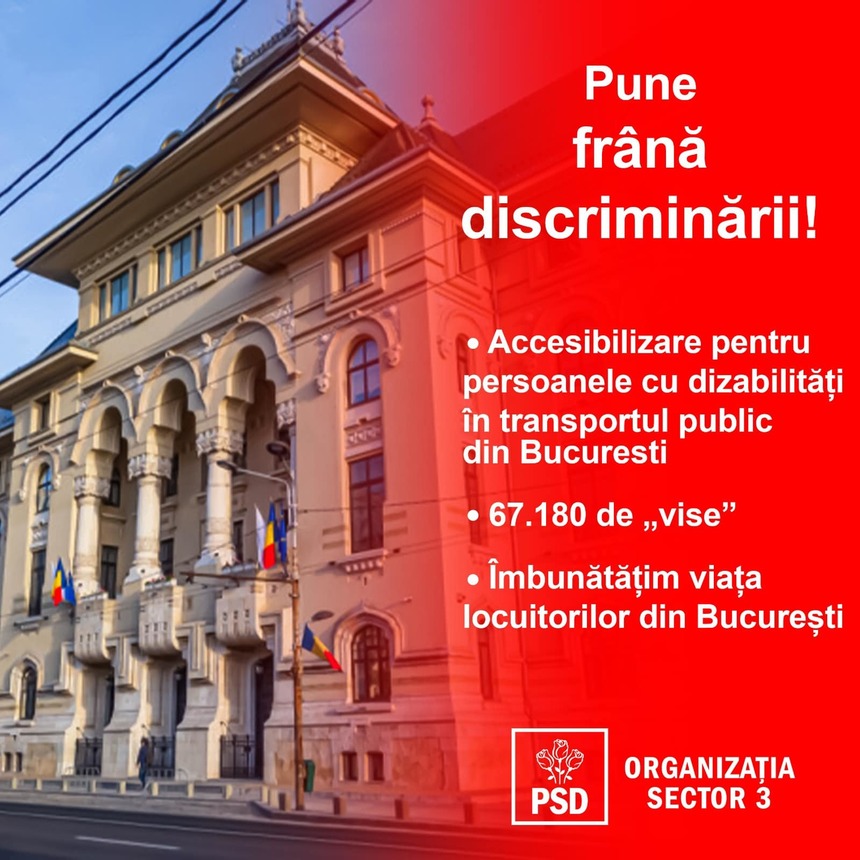 Consilierii generali ai PSD propun proiectul „Pune frână discriminării” care urmăreşte accesibilizarea transportului public din Bucureşti pentru persoanele cu dizabilităţi 