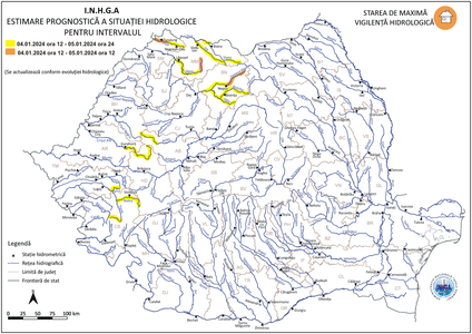 INHGA anunţă posibile depăşiri ale cotelor de apărare pe râuri din 8 bazine hidrografice