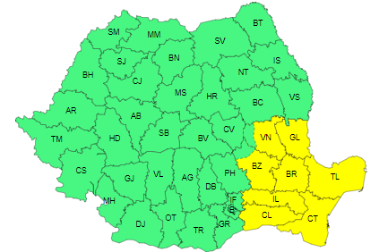 Vreme geroasă, până joi dimineaţă, în nordul, estul şi centrul ţării/ Minime de -21 de grade, în estul Transilvaniei/ Cod galben privind intensificări ale vântului, în sudul Moldovei, Dobrogea şi jumătatea de est a Munteniei