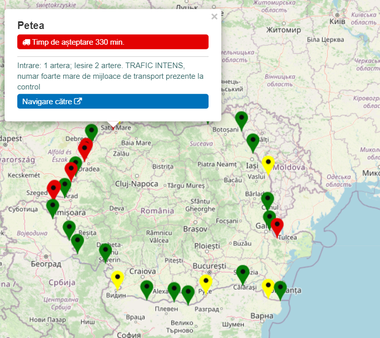 Timpi de aşteptare de peste 300 de minute, pentru camioane, la ieşirea din ţară spre Ungaria/ La Siret, sensul de intrare este blocat din cauza protestului transportatorilor şi al fermierilor