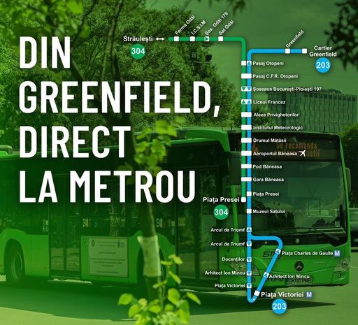 Nicuşor Dan: Autobuzul 203 care face legătura între cartierul Greenfield şi Piaţa Presei Libere va circula începând de sâmbătă până la Piaţa Victoriei, unde călătorii au conexiune directă cu metroul