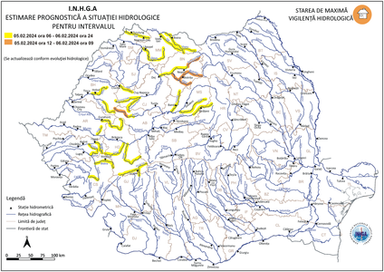 Hidrologii anunţă risc de viituri pe râuri din 12 bazine hidrografice, până marţi