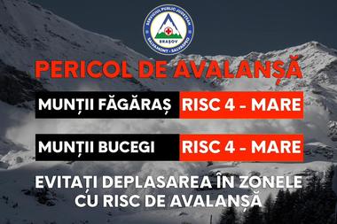 Risc ridicat de avalanşă, evaluat la gradul 4 din 5, în Munţii Bucegi şi Făgăraş