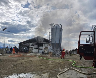 Braşov: Incendiu violent la o fermă din localitatea Crizbav. A ars parţial o hală în care erau depozitate paie. Nu au fost înregistrate victime