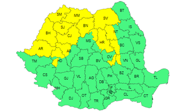 Intensificări ale vântului, în cea mai mare parte a ţării, până vineri seară/ Cod galben de vânt puternic în 22 de judeţe