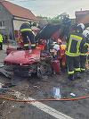 Mureş: Trei răniţi, unul în stare gravă, în urma unui accident în care au fost implicate două autovehicule, pe DN 13, în localitatea Chendu - FOTO