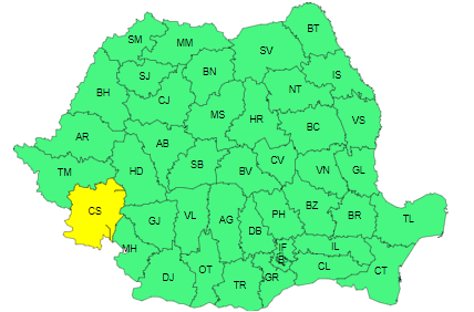 Cod galben de vânt puternic, până joi dimineaţă, în Caraş-Severin