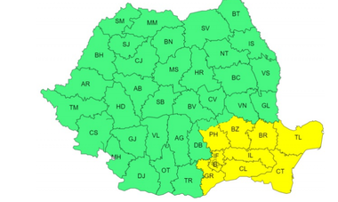 Cod galben de vânt puternic, în Dobrogea şi în cea mai mare parte a Munteniei, până sâmbătă seară / Cum va fi vremea în Bucureşti  

