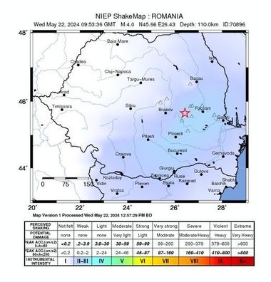 Cutremur cu magnitudinea 4 în zona seismică Vrancea - Buzău