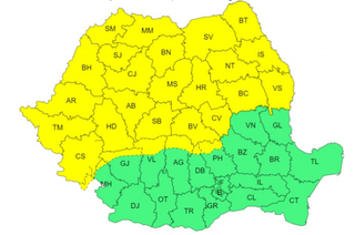 Cod galben de ploi, intensificări ale vântului şi vijelii, în Banat, Crişana, Maramureş, Transilvania, nordul şi centrul Moldovei şi la munte/ Coduri galben şi portocaliu de caniculă, în Moldova, Oltenia, Muntenia, Dobrogea