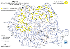 Cod galben hidrologic, din cauza riscului de viituri, cu posibile depăşiri ale cotelor de atenţie, pe râuri din 18 bazine hidrografice