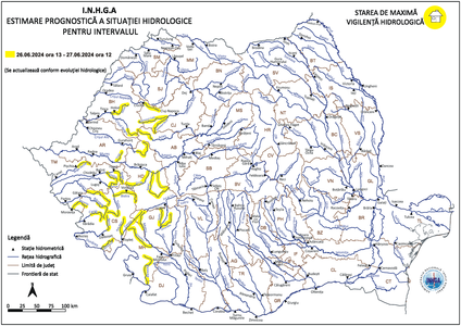 Cod galben de viituri pe râuri din Crişana, Banat, Transilvania şi Oltenia, până joi