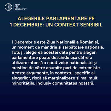 Roma for Democracy România:  Ziua Naţională a României poate fi folosită de partidele extremiste pentru a promova narative naţionaliste, marginalizând minorităţile, inclusiv comunitatea romă