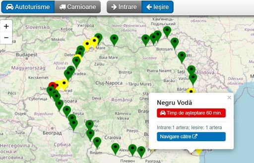 Aglomeraţie, la ieşirea din ţară, la punctele de trecere a frontierei Negru Vodă şi Cenad
