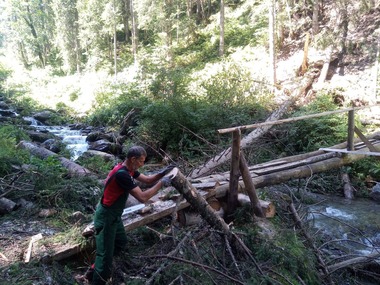 Salvamont a început acţiunile pentru reabilitarea infrastructurii devastate de intemperii pe Valea Viştişoara din Munţii Făgăraş
