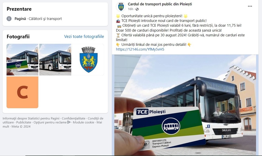 Tentativă de fraudă online în numele companiei de transport public din Ploieşti. Compania recomandă celor care vor să cumpere abonamente accesând linkuri pe Facebook să nu o facă
