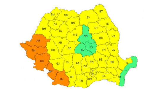 Cod galben de temperaturi deosebit de ridicate, în aproape toată ţara/ Cod portocaliu de caniculă, în cinci judeţe/ Miercuri, temperaturile rămân ridicate în Crişana, vestul Transilvaniei, nordul şi estul Olteniei şi vestul Munteniei