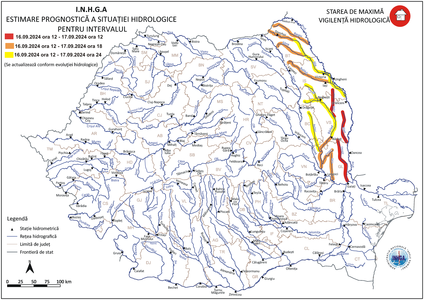 Risc major de viituri pe râuri din Moldova/ Cod roşu emis de hidrologi pentru judeţele Vaslui, Iaşi şi Galaţi