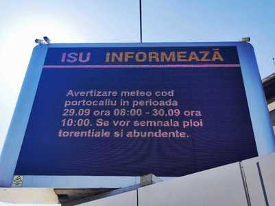 Recomandări ale Poliţiei, în condiţiile avertizărilor de vreme rea/ În Bucureşti, ISU a transmis mesaje de informare a populaţiei inclusiv prin panourile electronice stradale