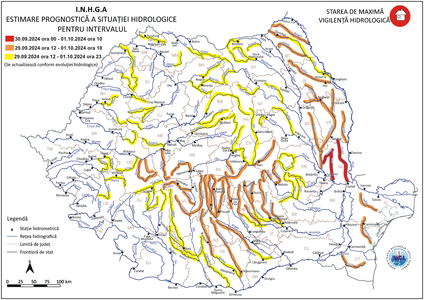 Cod roşu de inundaţii, pe râuri din judeţele Galaţi şi Vaslui