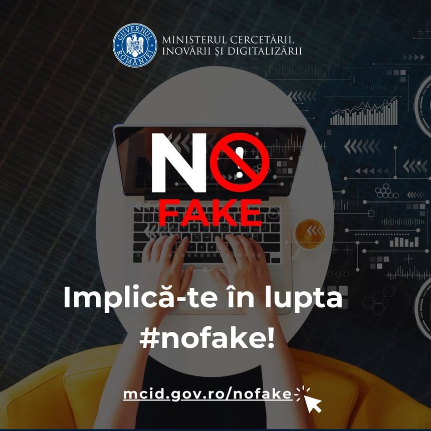 Ministerul Cercetării: Prin mecanismul #nofake, s-au primit peste 3.300 de raportări de la români, transmise direct către platforme şi către instituţii/ Din 24 octombrie, MCID a primit 475 de solicitări, majoritatea despre materiale electorale