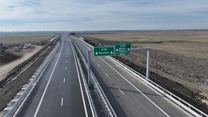 Circulaţia rutieră pe lotul 1 al Autostrăzii A 7 Ploieşti-Buzău, în lungime de 21 de kilometri, deschisă luni după-amiază/ Se va circula pe 102 kilometri din totalul de 320 de kilometri ai Autostrăzii Moldovei A7 