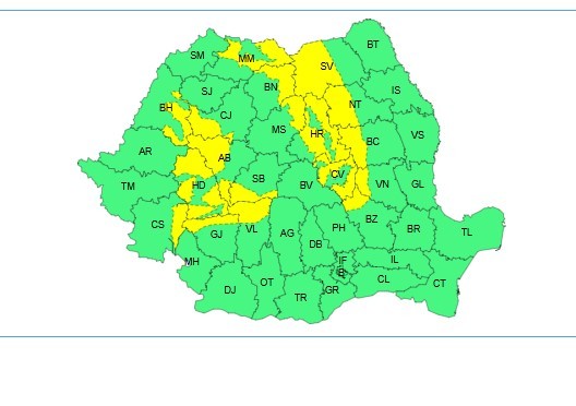 ANM -  Intensificări ale vântului şi polei în mai multe zone, începând de duminică seară până marţi dimineaţă