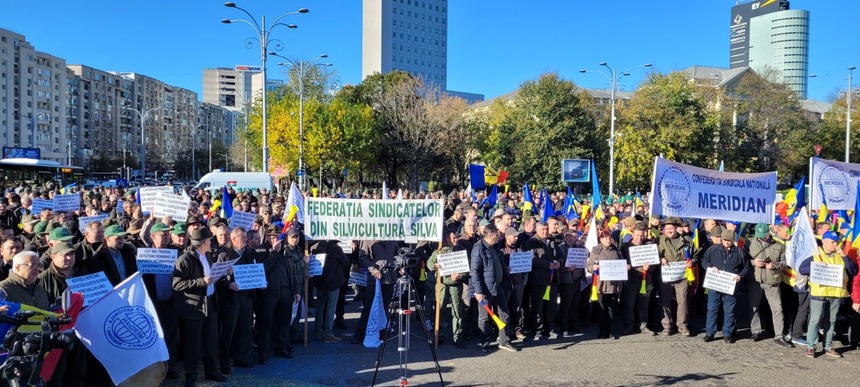 Silvicultorii protestează la Guvern, vineri, alături de ceferişti, militari în rezervă, poliţişti, mineri, siderurgişti, pensionari şi alte categorii profesionale