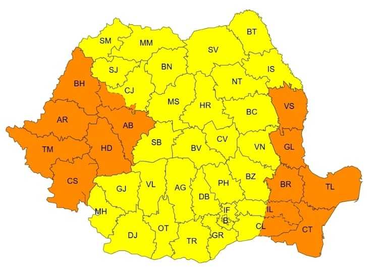 ANM, avertizare meteorologică de instabilitate atmosferică, vijelii şi ploi torenţiale, valabilă de joi până sâmbătă seară/ Joi, vânt deosebit de puternic, cu viteze de peste 120 km/h în zona montană înaltă