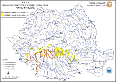 Hidrologii avertizează că există risc de inundaţii în mai multe judeţe, până sâmbătă la miezul nopţii/ INHGA a emis cod portocaliu pentru judeţele Gorj, Caraş-Severin, Mehedinţi, Dolj, Sibiu, Vâlcea şi Argeş