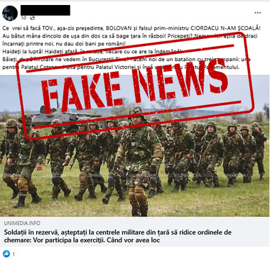 Ministerul Apărării reclamă dezinformări cu privire la aşa-zise demersuri pentru mobilizarea rezerviştilor sau pentru pregătirea populaţiei pentru apărare - FOTO