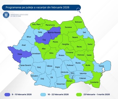 Inspectoratele şcolare judeţene au stabilit săptămâna de vacanţă din perioada 9 februarie – 1 martie a anului şcolar viitor / Când au aşa-numita vacanţă de schi copiii din fiecare judeţ - HARTA

