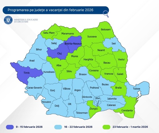 Inspectoratele şcolare judeţene au stabilit săptămâna de vacanţă din perioada 9 februarie – 1 martie a anului şcolar viitor / Când au aşa-numita vacanţă de schi copiii din fiecare judeţ - HARTA

