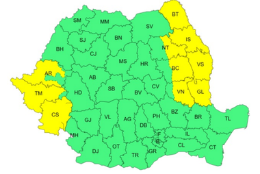 Cod galben de vânt puternic, până joi seară, în zece judeţe din Banat, sudul Crişanei şi Moldova/ În Capitală, vremea va deveni în general frumoasă şi caldă
