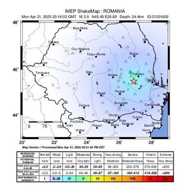 UPDATE - Activitate seismică intensă în judeţul Buzău – Cinci cutremure în câteva ore / Cea mai mare magnitudine – 3.9 / Cutremur cu magnitudinea 3, în Tulcea 